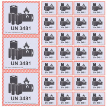 100 Un3481 Batterie Warnetiketten Sicherheitsaufkleber