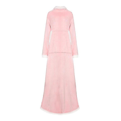 (pink) Lazy TV blanket hooded pullover flange lambswool double layer for warmth 2