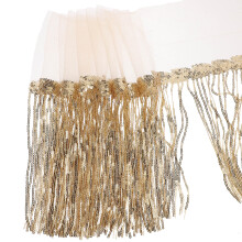 Sequinierte Fransige Spitze Polyester Garn Quasten Miss Flash Beige