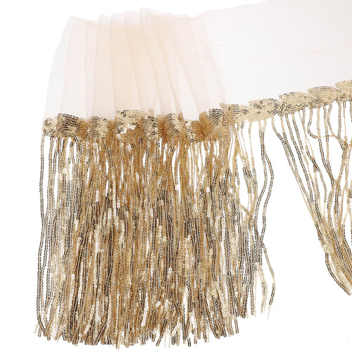 Sequinierte Fransige Spitze Polyester Garn Quasten Miss Flash Beige