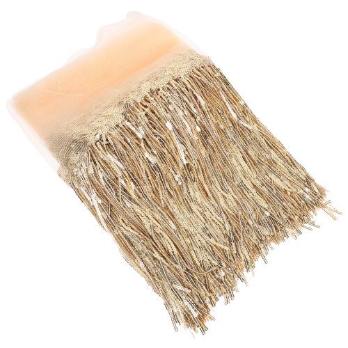 Sequinierte Fransige Spitze Polyester Garn Quasten Miss Flash Beige 2