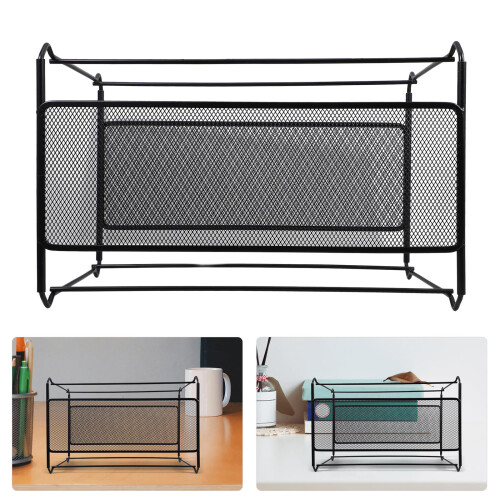 Iron Grid File Rack Hanging Bars Folders Holder Office Schwarz 2
