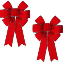 (2-pack (16*24 inch)) LED Red Bows Christmas Decorations Big Wired Velvet Bow with LED Lights for Wreaths Outdoor, Tree