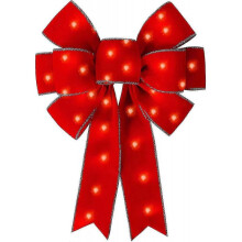 (LED 1-pack (12*14 inch)) LED Red Bows Christmas Decorations Big Wired Velvet Bow with LED Lights for Wreaths Outdoor, Tree