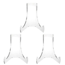 (C) Sturdy And Stable Structure Display Easels For 3 Pack Clear Plate Stands Ideal For Tea Cake Showcasing - Jz