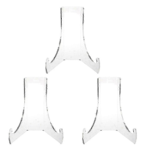 (C) Sturdy And Stable Structure Display Easels For 3 Pack Clear Plate Stands Ideal For Tea Cake Showcasing - Jz