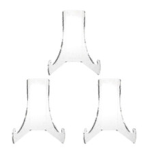 (B) Sturdy And Stable Structure Display Easels For 3 Pack Clear Plate Stands Ideal For Tea Cake Showcasing - Jz