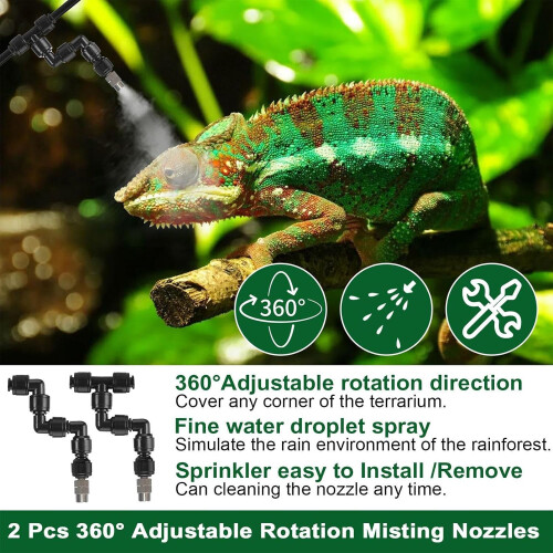 Terrarium Humidifier 360 Degree Adjustable Nozzle, Automatic Misting System, Timer And Manual Spray, USB Powered, 2200mAh 1