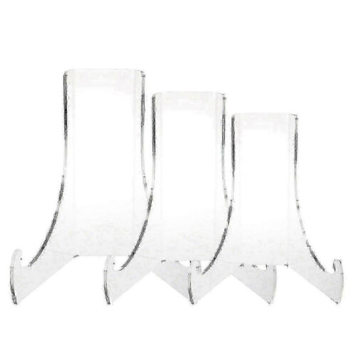 (D) Sturdy And Stable Structure Display Easels For 3 Pack Clear Plate Stands Ideal For Tea Cake Showcasing - Jz