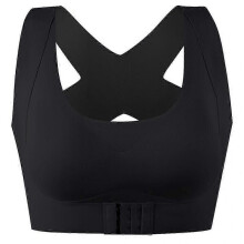 (L, black) Women 2-In-1 Seamless Bra Underwear Front Buckle Push Up Bralette Criss for Cross Back Wireless Posture Corrector for Ta black L