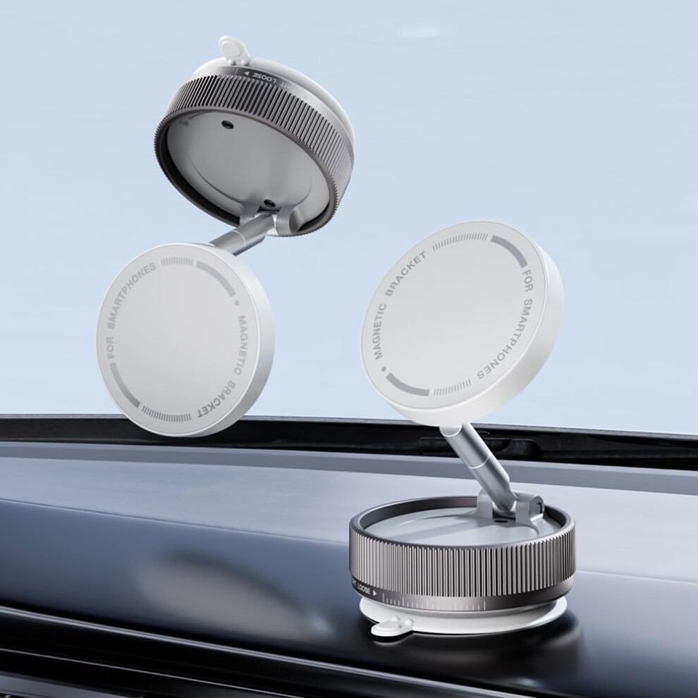 All-In-One Car Phone Holder For Mini Clubman R55 2010-2014 Suction Phone Mount 360 Rotatable Foldable Magnetic Stand White 9393856286430
