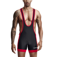 Men's Wrestling Singlets Athletic Leotard Bodysuit Tank Top Uniform Black XXL