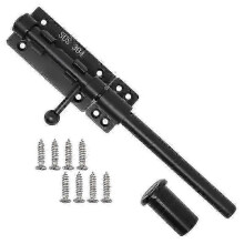 (10 Inch, Black) Heavy Duty Slide Bolt Gate Latch with A Padlock, Horizontal Bolt Latch Floor Latch Hardware and Lock