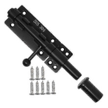 (6 Inch, Black) Heavy Duty Slide Bolt Gate Latch with A Padlock, Horizontal Bolt Latch Floor Latch Hardware and Lock