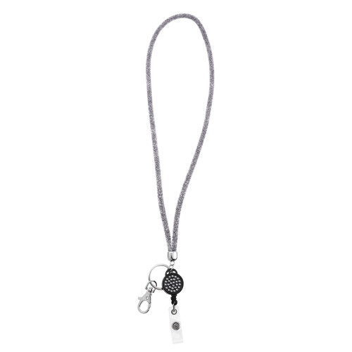 Grey Work Permit Holder String Mesh Resin Office Neck Lanyard 1