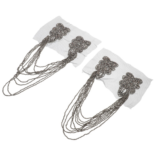 2Stk Schulterklappen Mit Quaste Schwarzer Kristall