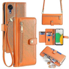 (For Samsung Galaxy A03 Core, Orange) Sheep Texture Cross-body Zipper Wallet Leather Phone Case