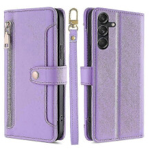 (For Samsung Galaxy M55 5G, Purple) Sheep Texture Cross-body Zipper Wallet Leather Phone Case