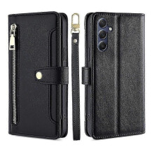 (For Samsung Galaxy M54 5G, Black) Sheep Texture Cross-body Zipper Wallet Leather Phone Case
