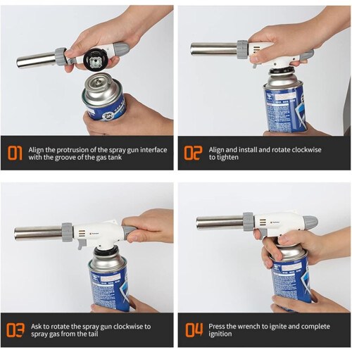 Blow Torch 2-Pack, Kitchen Butane Torch With Adjustable Flame, Culinary Cooking Torch For Home, Baking, Camping, BBQ 1