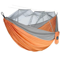 Outdoor Hammock Mosquito Net Double Camping Hammock Anti-Mosquito Parachute Cloth Pink Size L