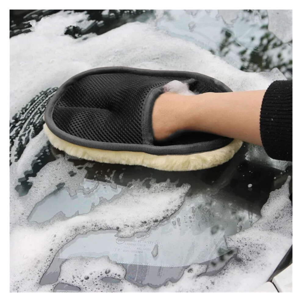 Car Washing Imitation Wool Gloves Thickened Plush For Wiping Waxing Polishing Black 9084446367928