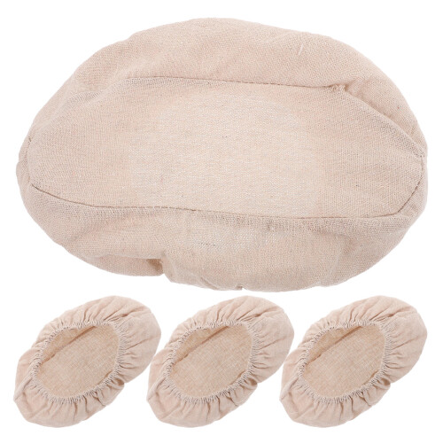 4Stk. Teig-Gärkorb Tuchabdeckungen Beige Baumwoll- 1