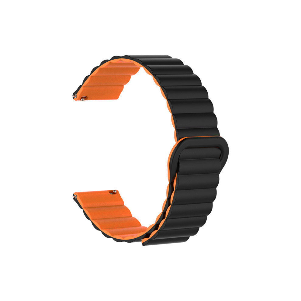 Black Orange Silicone Watch Band For Huawei Gt4, Samsung Watch6, 22Mm Orange,Black 7314280767960
