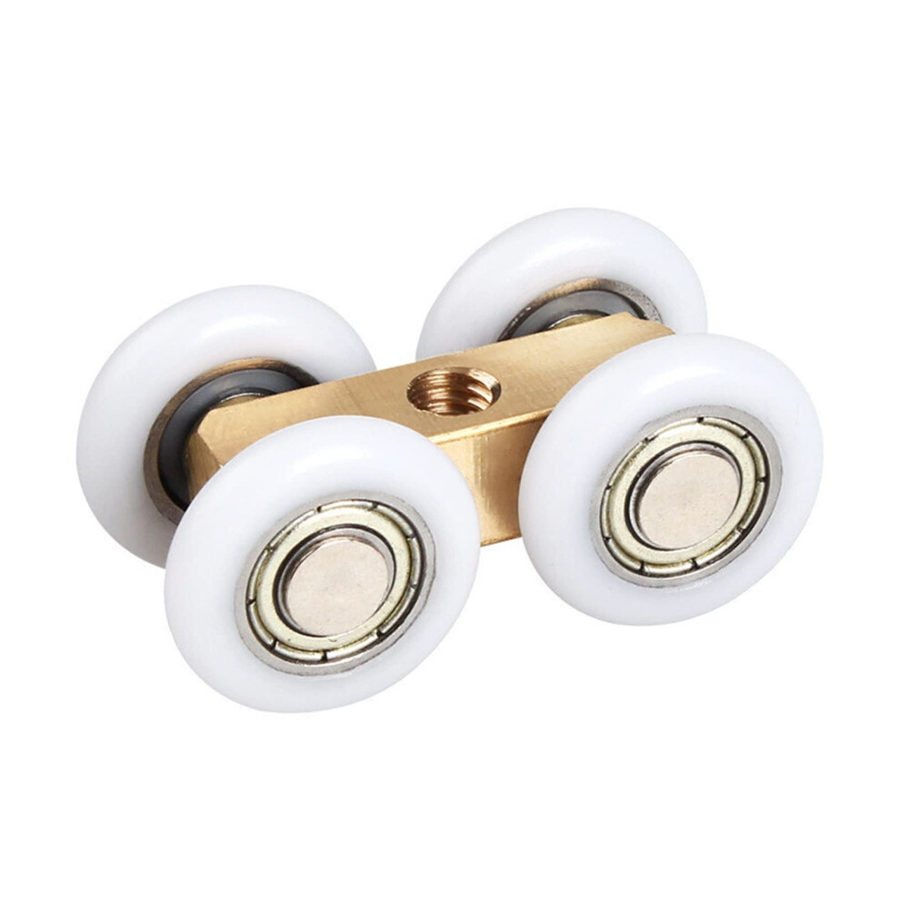 Shower Door Wheels Copper Four-Wheel Hanging Pulley Roller For Bathroom Glass Sliding Doors 4.4Cm By 2.2Cm 9084446370188