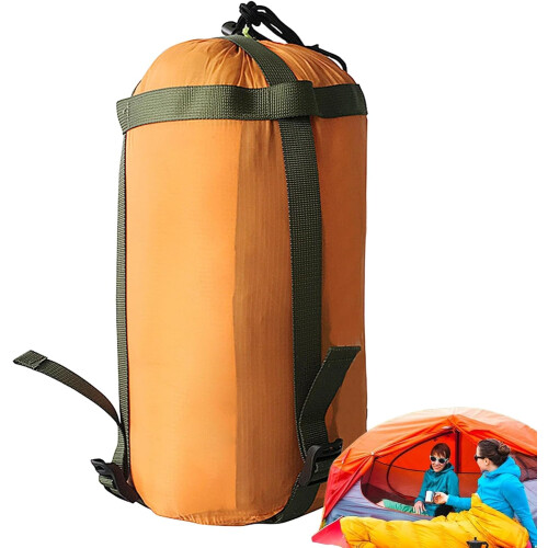 Compression Stuff Sack For Sleeping Bag Lightweight Waterproof Drawstring Clothes Storage Camping Backpacking Orange 1