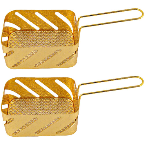 2Stk Mini Chipsschalen Frites Schale Metall 1
