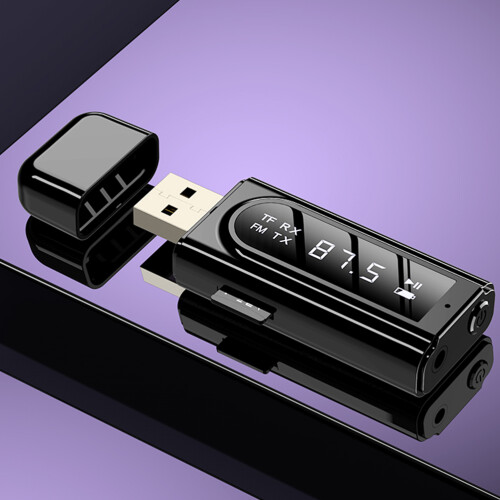 Wireless Ontvanger Transmitter Led Auto FM 3,5 Mm Aux USB 2
