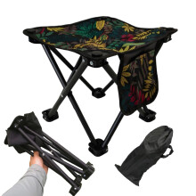 Folding Camping Chair Heavy Duty With Storage Bag Maple Leaf Pattern For Travel Beach Fishing Mountaineering