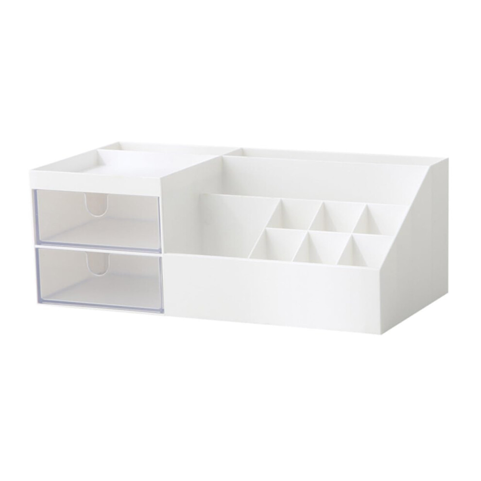 Multipurpose Makeup Brush Holder Desktop Organizer With Multi-Compartment Design White Cosmetic Storage Case
