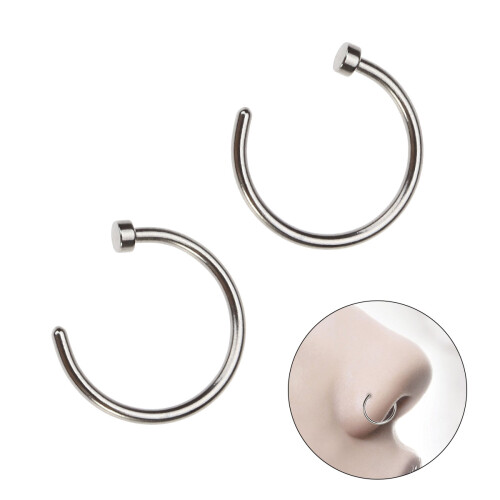 2St Titanium Neusring - Zilverkleurig Comfortabel 1