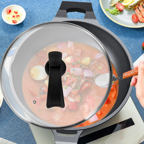 1Pc Tempered Glass Cookware Lid with Handle and Steel Edge 2
