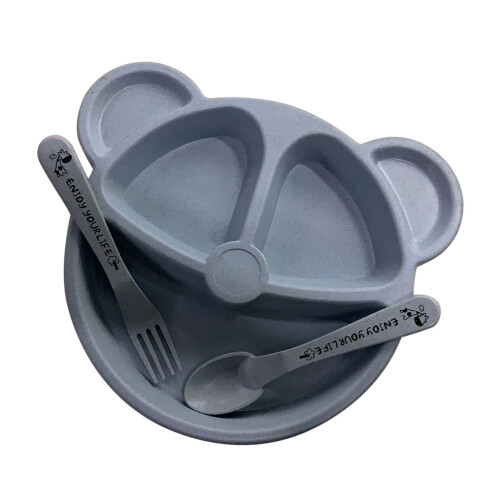 3Pièces Ensemble Assiettes Bébé Divisées En De Blé PP