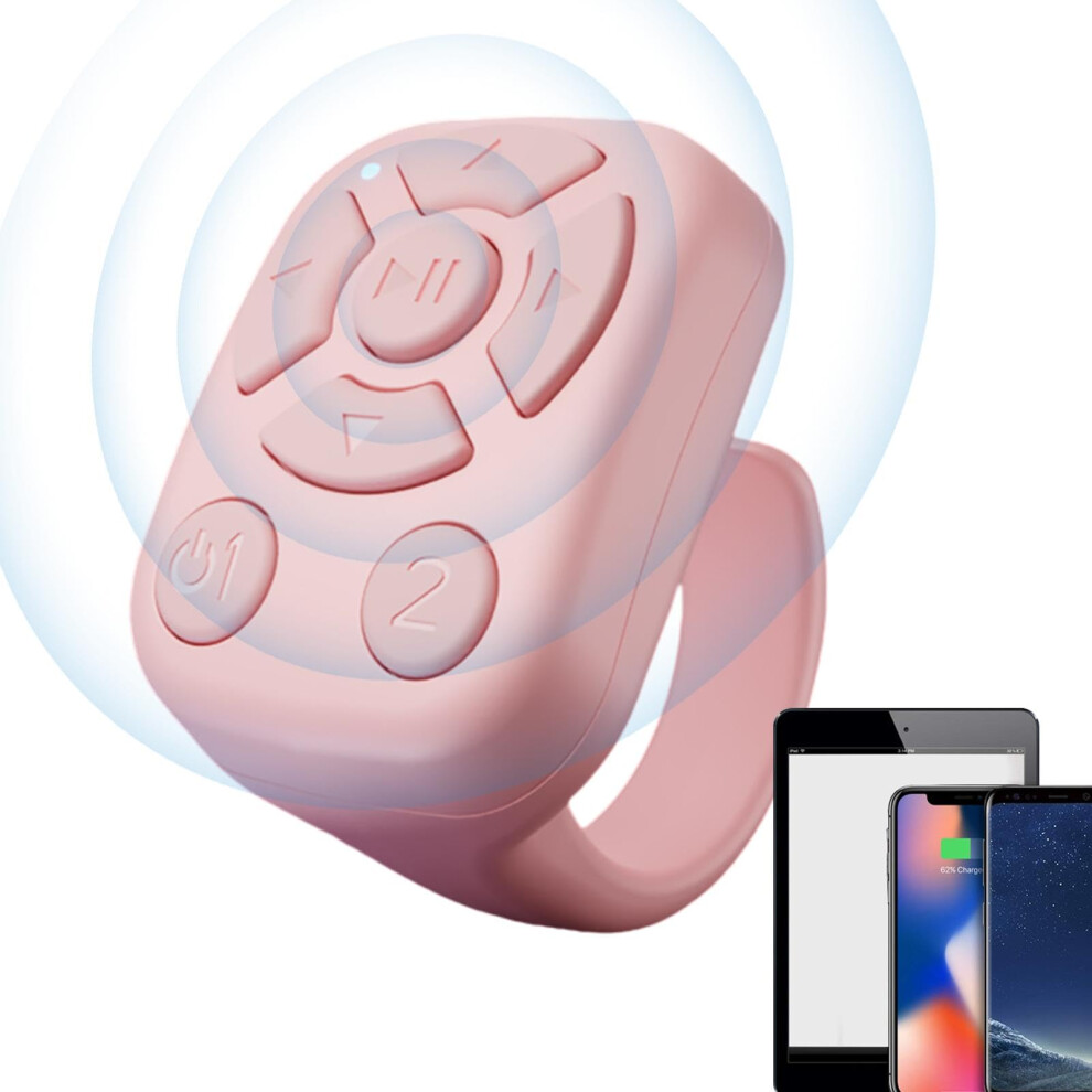 Scrolling Ring Remote Control Page Turner Automatic Continuous Click Device Wireless Selfie Button Fingertip Ring Pink 9393856291922