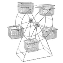 Food Rack 1-Piece Stainless Steel Rotating Wheel Snack Rack With 5-Cup Holder Vintage Frame