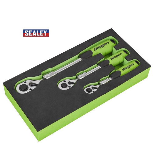Sealey SEALEY RATCHET SET 3PC EXTENDABLE TELESCOPIC 1/4" 1/2" 3/8" REVERSIBLE S01285 1