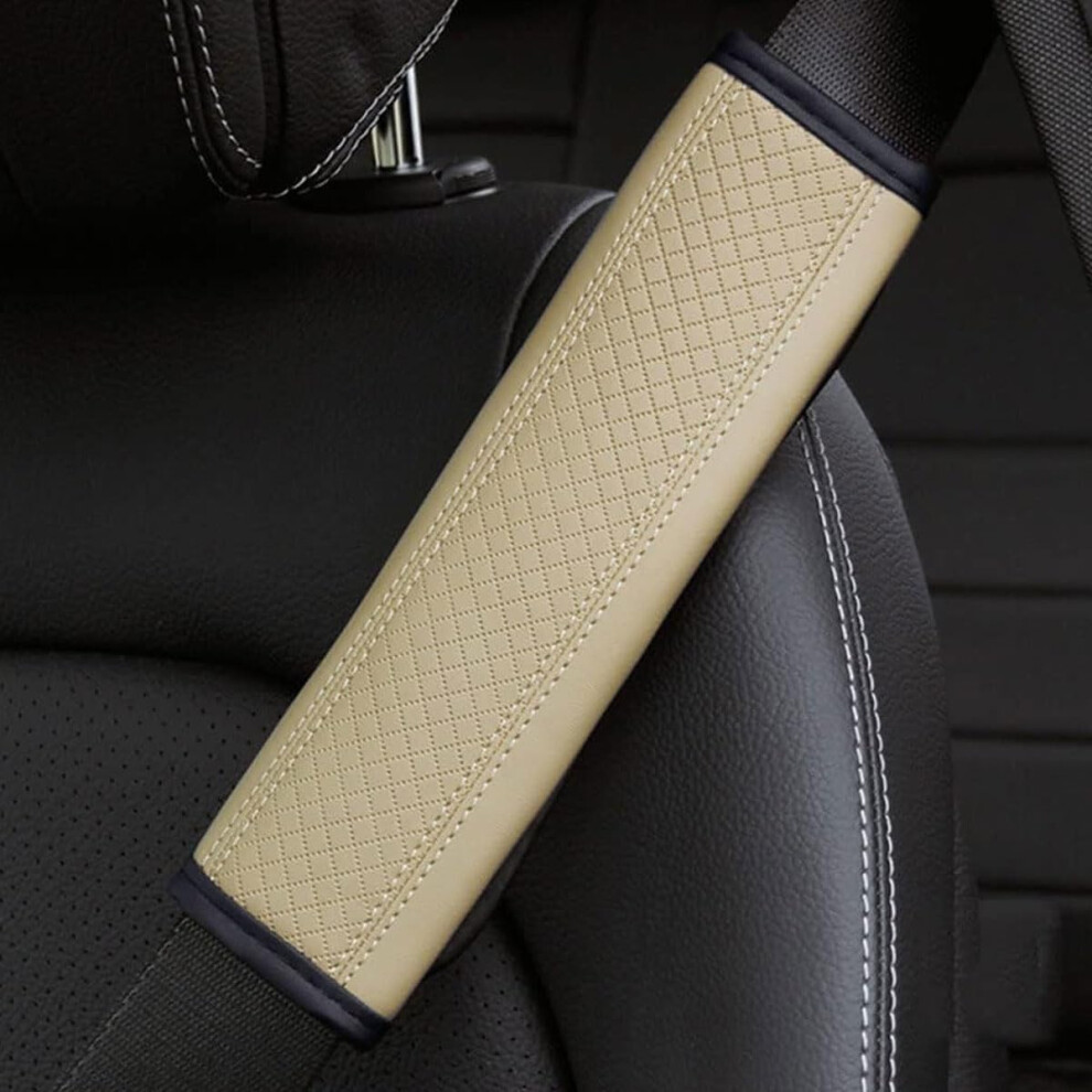 Car Seat Belt Cover For Alfa Romeo Brera/Giulia/Giulietta/Mito/Spider/Stelvio/Tonale - 2-Piece Soft Shoulder Pad Beige 9016109368089