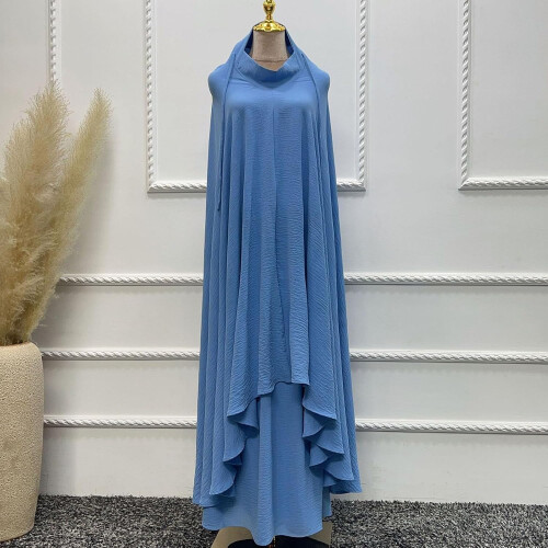 Men's Rosary Set Two Piece Set Solid Sky Blue One Size Long Dress Large Flared Book 1
