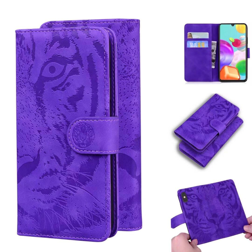 Pu Leather Tiger Flip Wallet Shockproof Case With Magnetic Stand Card Holder Slot Soft Tpu For Oppo Realme C75 Purple 9393856293575