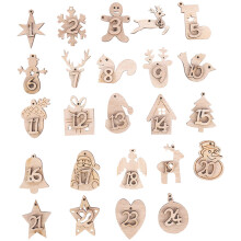 6 Sets/48 Holz Weihnachtskalender Etiketten Hängende
