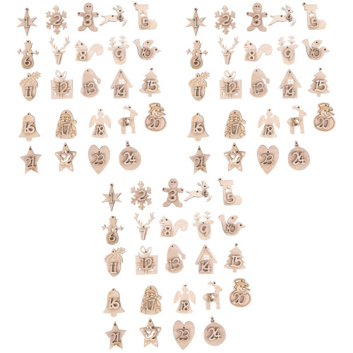 6 Sets/48 Holz Weihnachtskalender Etiketten Hängende 2