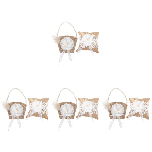 4 Sets Retro Mit Hochzeitsring Kissen 1