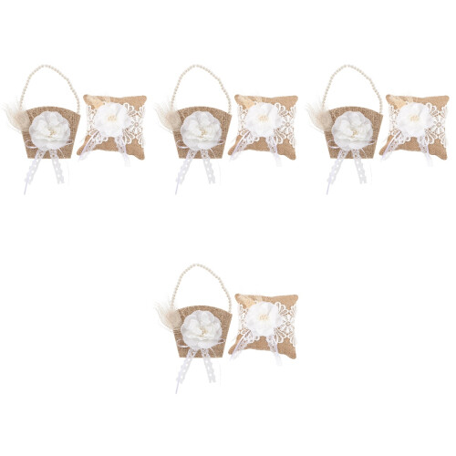 4 Sets Retro Mit Hochzeitsring Kissen 2