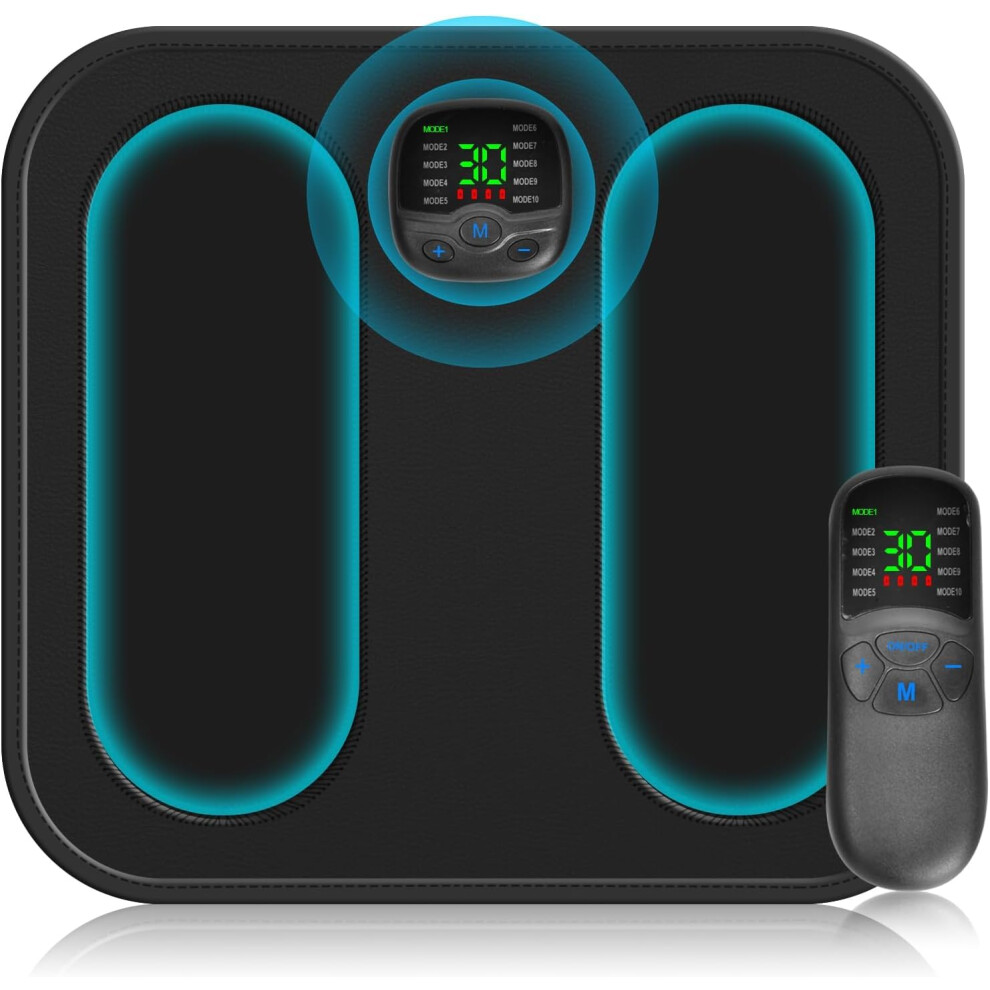 Black Ems Foot Massager Folding Portable Electric Massage Mat With 10 Modes And 30 Intensities For Improved Circulation