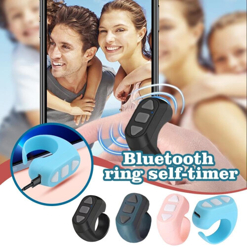 Rechargeable Bluetooth Shutter Release Button Mini Fingertip Remote Selfie Phone Self-Timer Controller Black 1 Piece 2