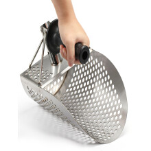 Metal Detecting Sand Scoop Stainless Steel Beach Treasure Hunting Shovel With Shaped Holes